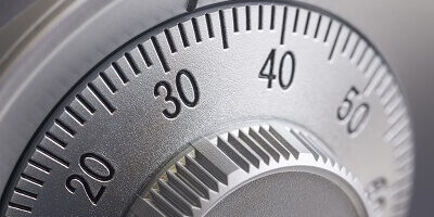 Safe combination dial Close-up of a combination dial on a safe.
